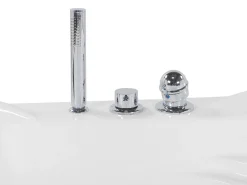 Banheira De Hidromassagem De Canto Em Acrilico Branco Com Led E Coluna Bluetooth 210 X 145 Cm Monaco