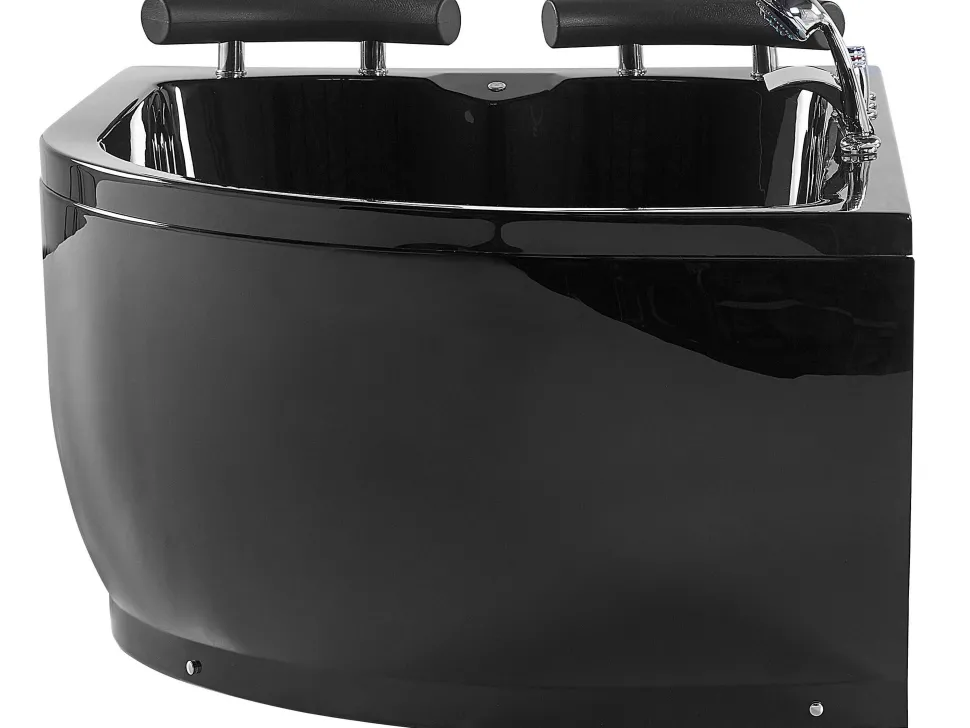 Banheira De Hidromassagem De Canto Versao A Direita Em Acrilico Preto Com Led 160 X 113 Cm Paradiso