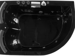 Banheira De Hidromassagem De Canto Versao A Direita Em Acrilico Preto Com Led 160 X 113 Cm Paradiso