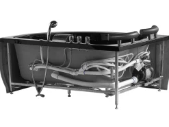 Banheira De Hidromassagem De Canto Versao A Direita Em Acrilico Preto Com Led 160 X 113 Cm Paradiso