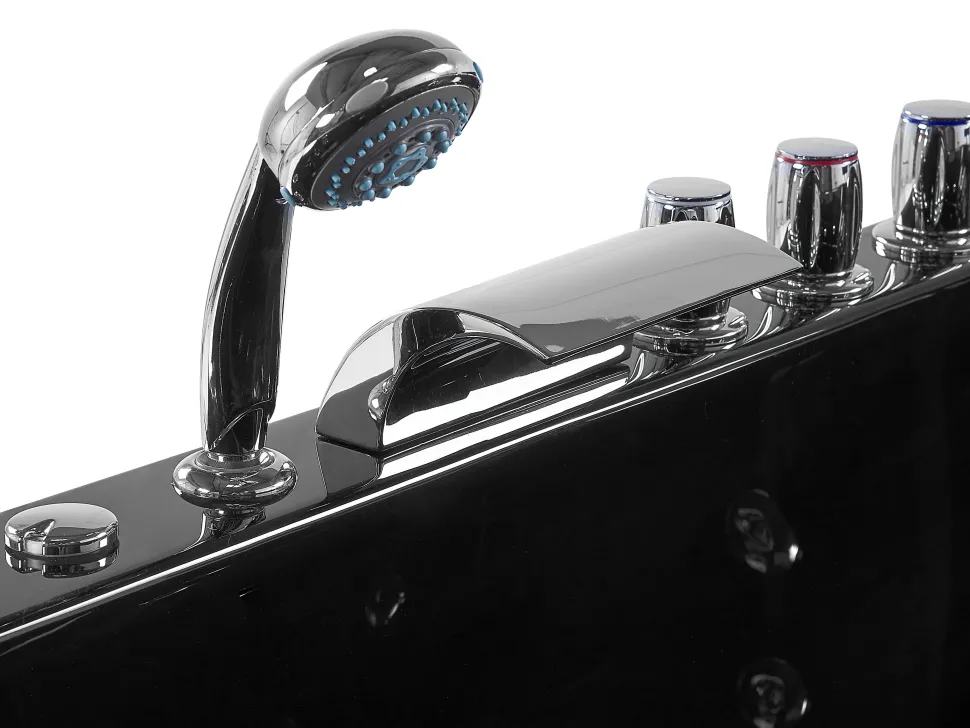 Banheira De Hidromassagem De Canto Versao A Direita Em Acrilico Preto Com Led 160 X 113 Cm Paradiso