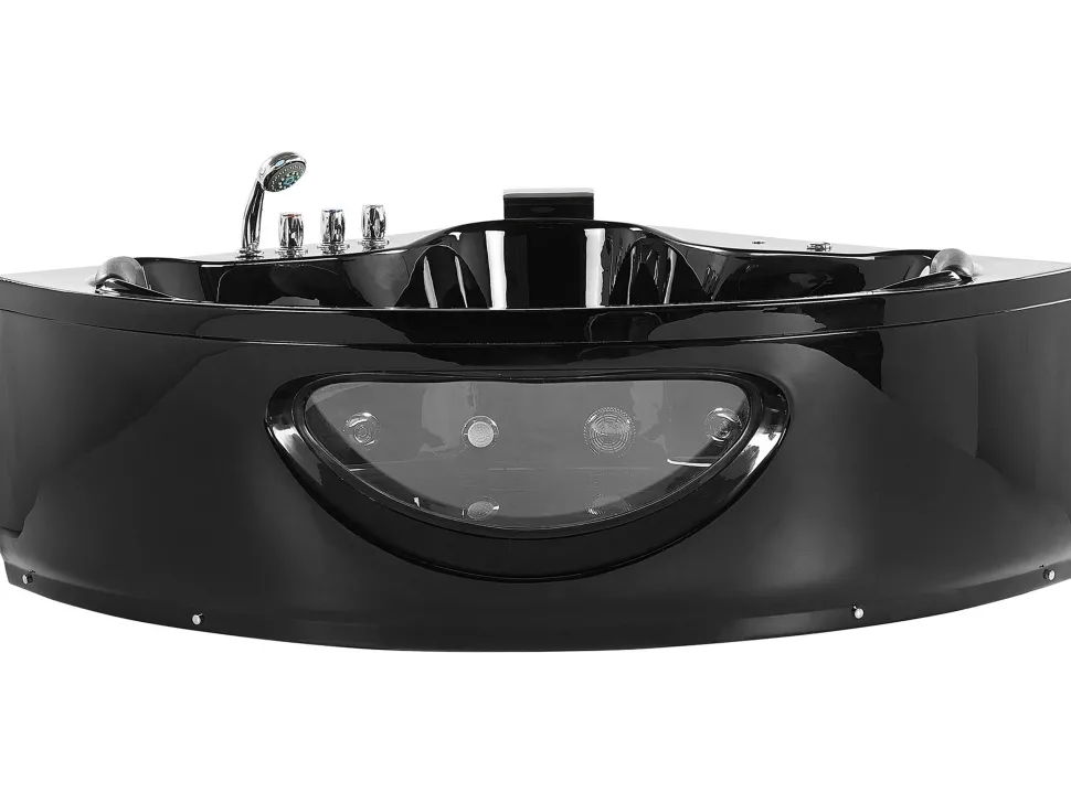 Banheira De Hidromassagem De Canto Em Acrilico Preto Com Led 146 X 146 Cm Tocoa