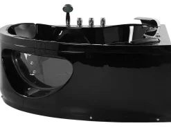 Banheira De Hidromassagem De Canto Em Acrilico Preto Com Led 146 X 146 Cm Tocoa