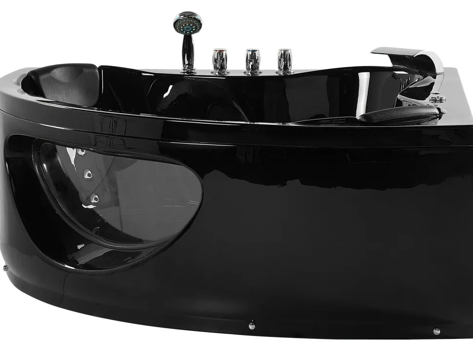 Banheira De Hidromassagem De Canto Em Acrilico Preto Com Led 146 X 146 Cm Tocoa