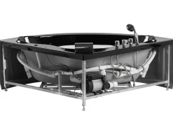 Banheira De Hidromassagem De Canto Em Acrilico Preto Com Led 146 X 146 Cm Tocoa