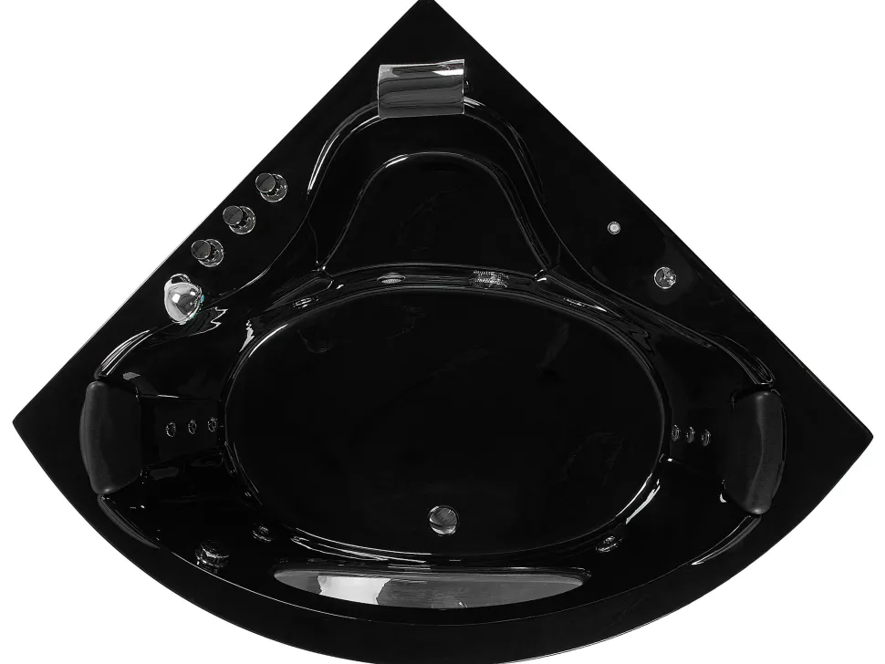 Banheira De Hidromassagem De Canto Em Acrilico Preto Com Led 146 X 146 Cm Tocoa