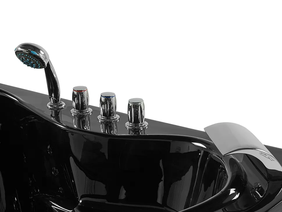 Banheira De Hidromassagem De Canto Em Acrilico Preto Com Led 146 X 146 Cm Tocoa