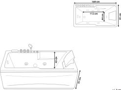 Banheira De Hidromassagem Versao A Direita Em Acrilico Branco 169 X 81 Cm Artemisa