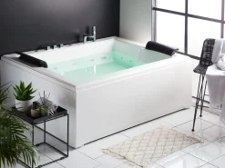 Banheira De Hidromassagem Em Acrilico Branco Com Led 183 X 142 Cm Salamanca