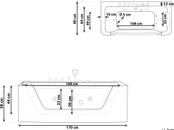 Banheira De Hidromassagem De Canto Versao A Direita Em Acrilico Branco 170 X 80 Cm Puquio