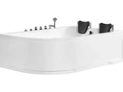Banheira De Hidromassagem De Canto Esquerdo Em Acrilico Branco Com Led 180 X 120 Cm Calama
