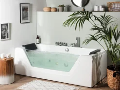 Banheira De Hidromassagem Em Acrilico Branco Com Led 174 X 79 Cm Samana