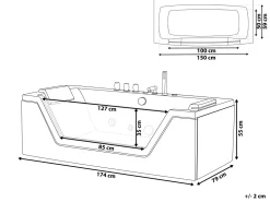 Banheira De Hidromassagem Em Acrilico Branco Com Led 174 X 79 Cm Samana