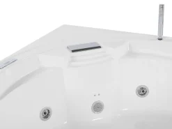 Banheira De Hidromassagem De Canto Em Acrilico Branco Com Led E Coluna Bluetooth 150 X 114 Cm Milano