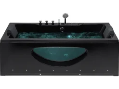 Banheira De Hidromassagem Em Acrilico Preto Com Led 170 X 80 Cm Hawes
