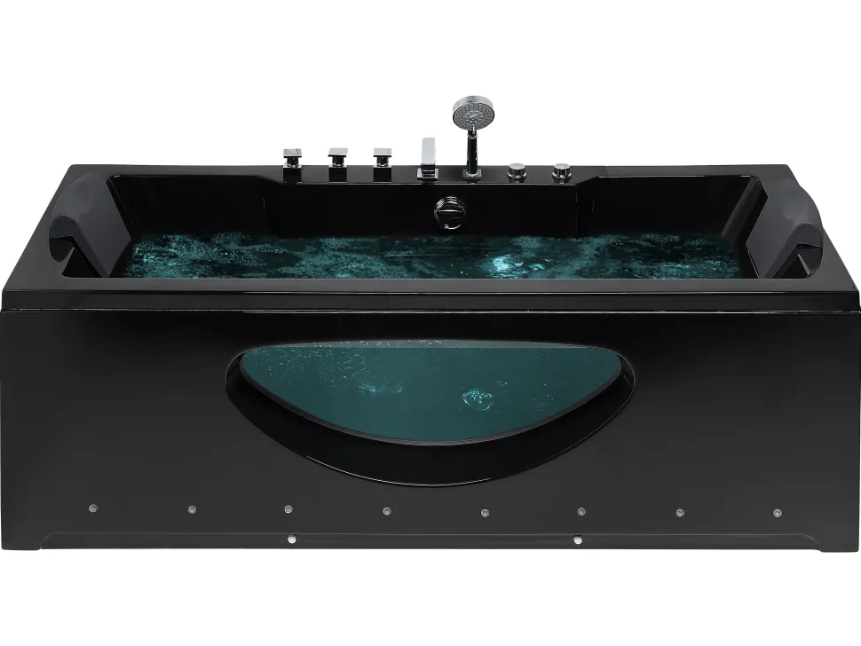 Banheira De Hidromassagem Em Acrilico Preto Com Led 170 X 80 Cm Hawes