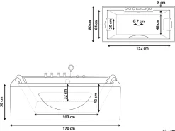 Banheira De Hidromassagem Em Acrilico Preto Com Led 170 X 80 Cm Hawes