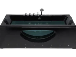 Banheira De Hidromassagem Em Acrilico Preto Com Led 170 X 80 Cm Hawes
