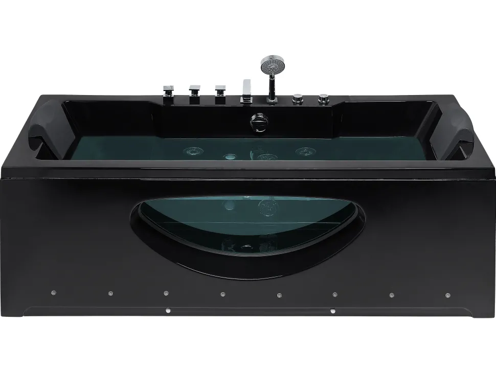 Banheira De Hidromassagem Em Acrilico Preto Com Led 170 X 80 Cm Hawes