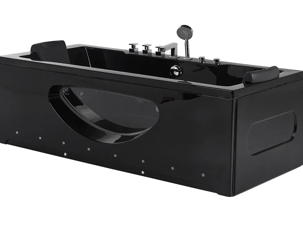 Banheira De Hidromassagem Em Acrilico Preto Com Led 170 X 80 Cm Hawes