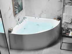 Banheira De Hidromassagem De Canto Em Acrilico Branco 133 X 133 Cm Islita