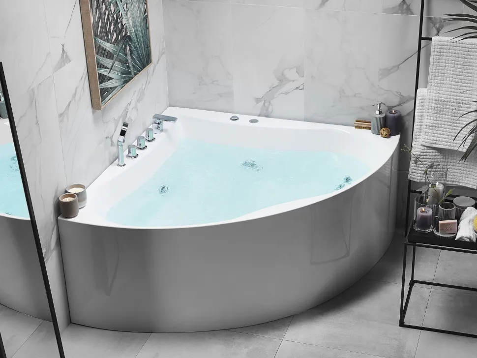 Banheira De Hidromassagem De Canto Em Acrilico Branco 133 X 133 Cm Islita