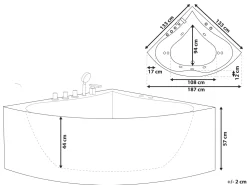 Banheira De Hidromassagem De Canto Em Acrilico Branco 133 X 133 Cm Islita