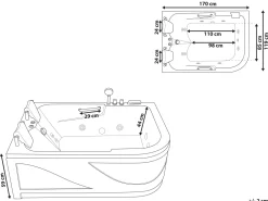 Banheira De Hidromassagem Versao A Direita Em Acrilico Branco 170 X 119 Cm Bayamo