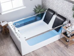 Banheira De Hidromassagem Em Acrilico Branco Com Led 180 X 120 Cm Curacao