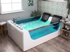 Banheira De Hidromassagem Em Acrilico Branco Com Led 180 X 120 Cm Curacao