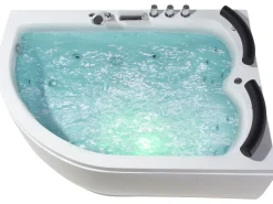 Banheira De Hidromassagem De Canto Versao A Esquerda Em Acrilico Branco Com Led 160 X 113 Cm Paradiso