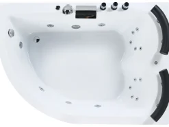Banheira De Hidromassagem De Canto Versao A Esquerda Em Acrilico Branco Com Led 160 X 113 Cm Paradiso