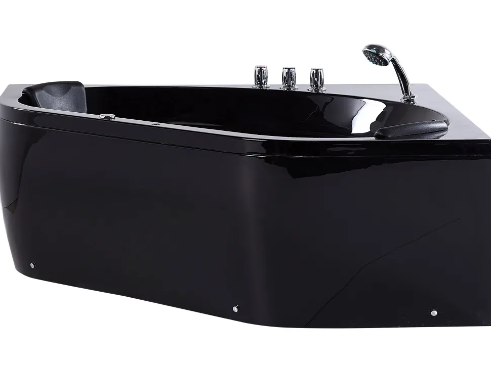 Banheira De Hidromassagem De Canto Em Acrilico Preto Com Led 140 X 140 Cm Meves