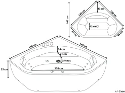 Banheira De Hidromassagem De Canto Em Acrilico Preto Com Led 140 X 140 Cm Meves