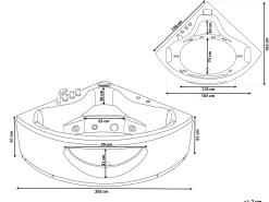 Banheira De Hidromassagem De Canto Em Acrilico Branco Com Led 146 X 146 Cm Tocoa