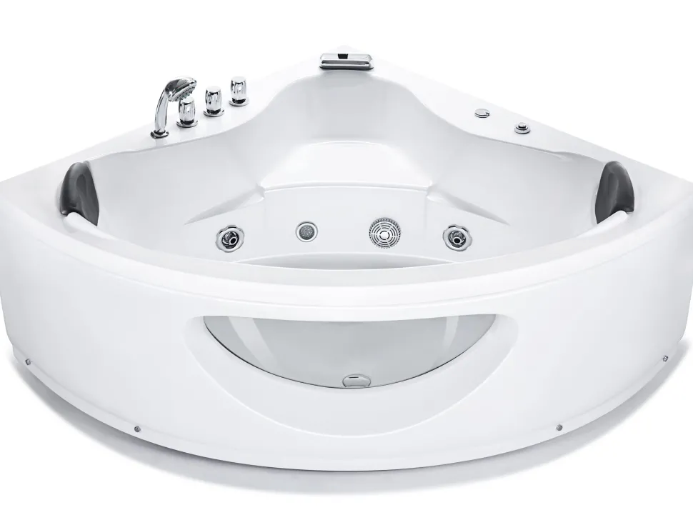 Banheira De Hidromassagem De Canto Em Acrilico Branco Com Led 146 X 146 Cm Tocoa