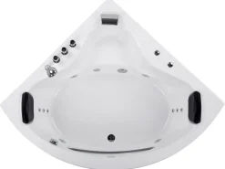 Banheira De Hidromassagem De Canto Em Acrilico Branco Com Led 146 X 146 Cm Tocoa