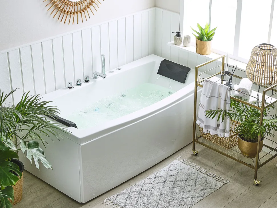 Banheira De Hidromassagem Em Acrilico Branco Com Led 173 X 82 Cm Moor