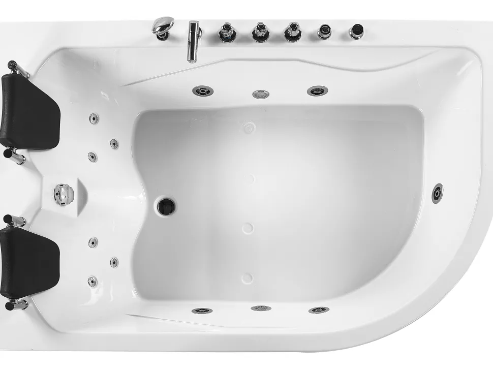 Banheira De Hidromassagem De Canto Direito Em Acrilico Branco Com Led 180 X 120 Cm Calama