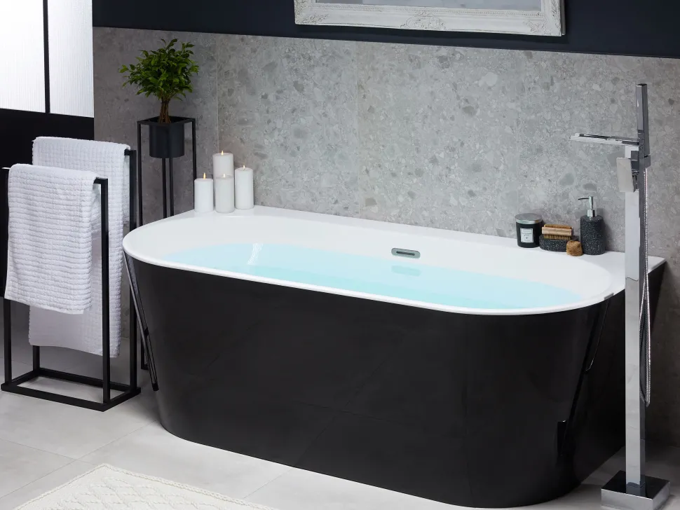 Banheira Para Parede Em Acrilico Preto 170 X 80 Cm Harvey