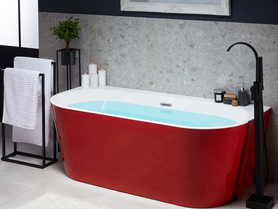 Banheira Para Parede Em Acrilico Vermelho 170 X 80 Cm Harvey