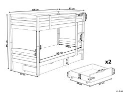 Beliche Com Gavetas Em Madeira De Pinho Branca 90 X 200 Cm Radon