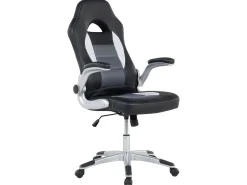 Cadeira De Escritorio Com Bracos Ajustaveis Em Pele Sintetica Preta Dean