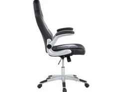 Cadeira De Escritorio Com Bracos Ajustaveis Em Pele Sintetica Preta Dean