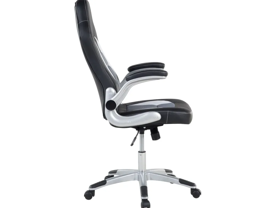 Cadeira De Escritorio Com Bracos Ajustaveis Em Pele Sintetica Preta Dean