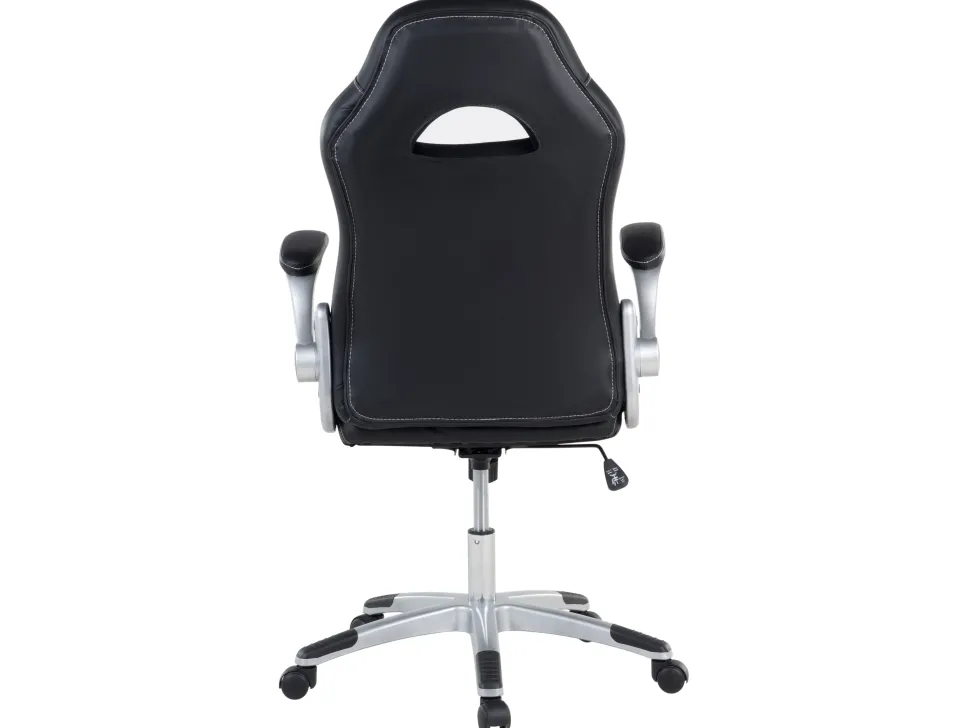 Cadeira De Escritorio Com Bracos Ajustaveis Em Pele Sintetica Preta Dean