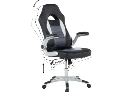 Cadeira De Escritorio Com Bracos Ajustaveis Em Pele Sintetica Preta Dean