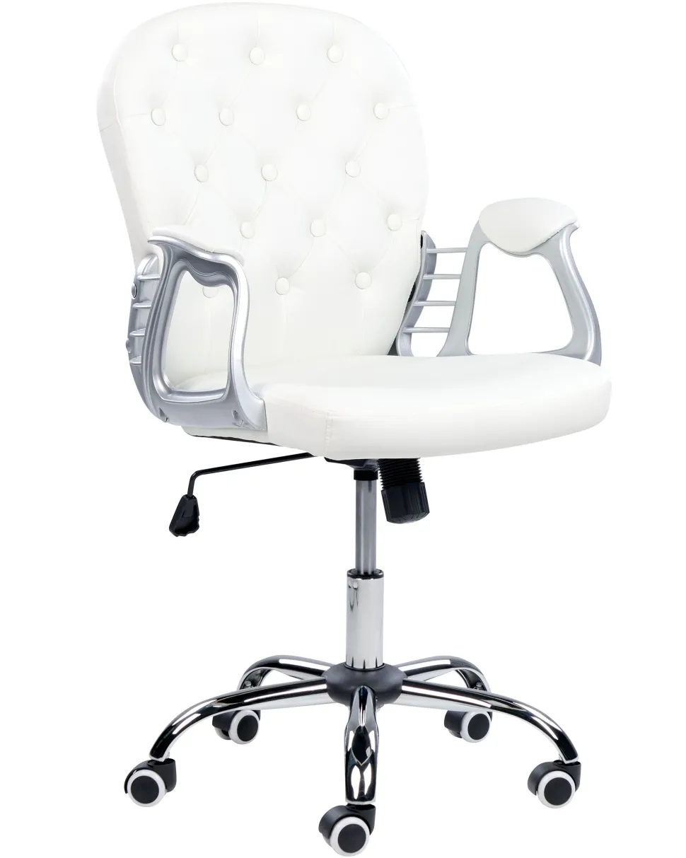 Cadeira De Escritorio Em Pele Sintetica Branca Princess
