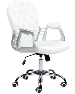 Cadeira De Escritorio Em Pele Sintetica Branca Princess