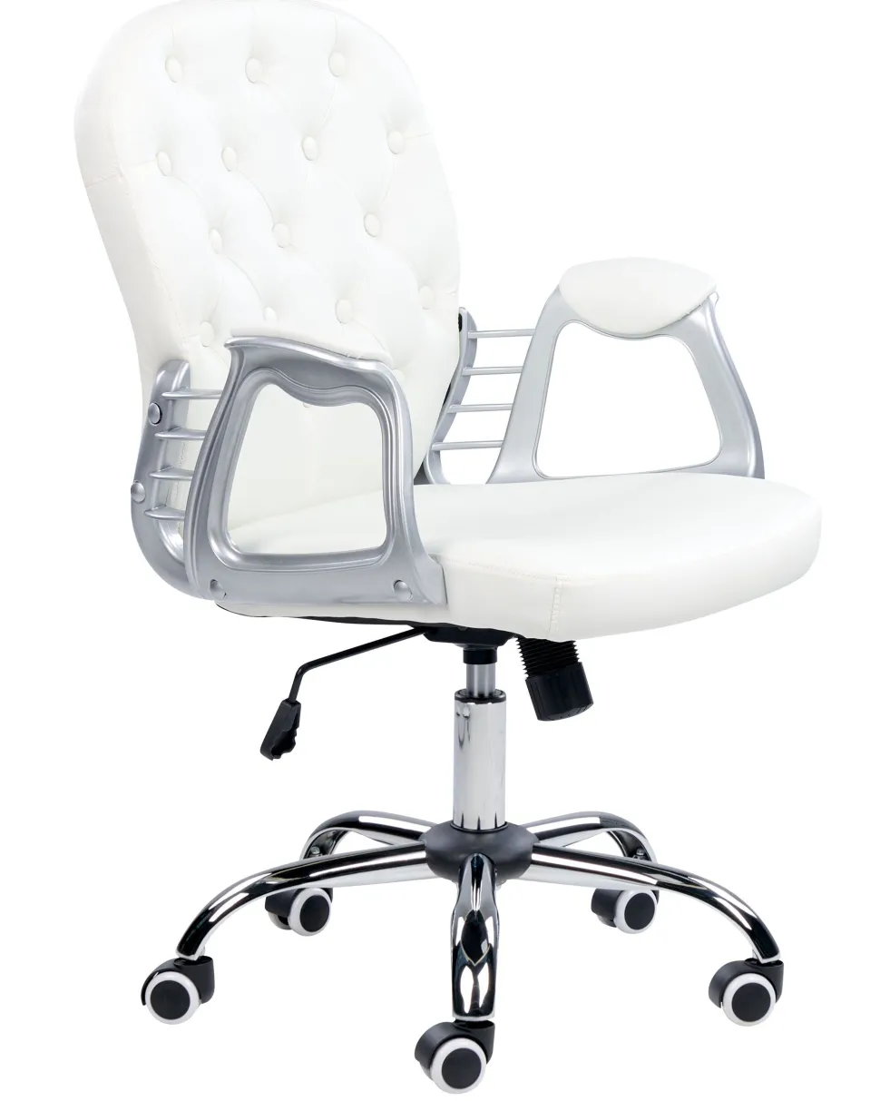 Cadeira De Escritorio Em Pele Sintetica Branca Princess